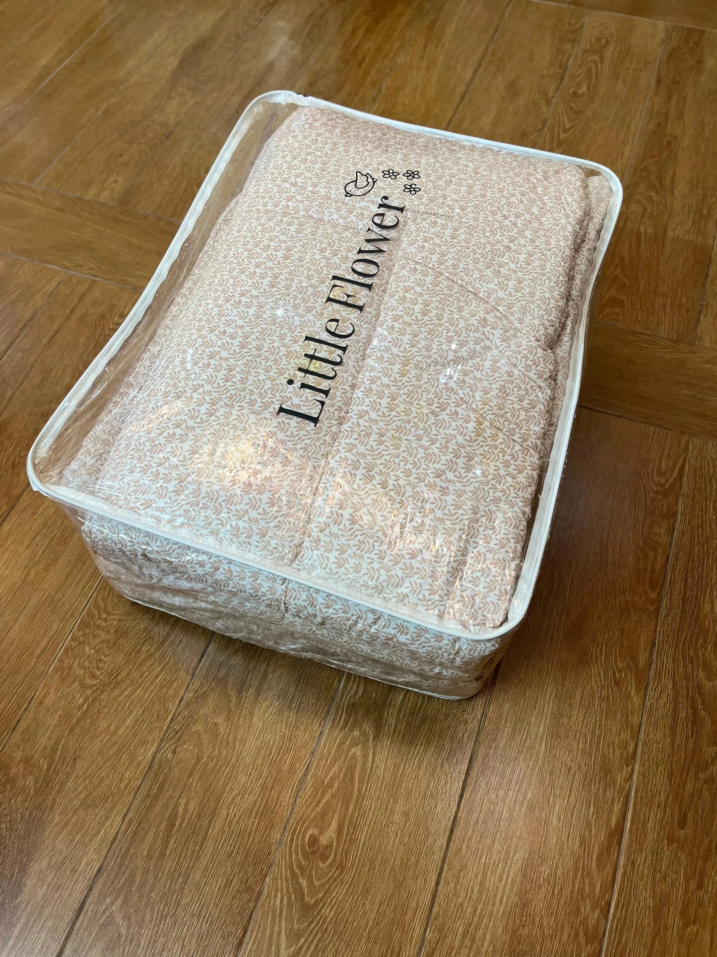 Baby Cot Bedding Set – 9Pc on Soft Cotton fabric with Brown leaves on white Theme (0–3 Years) Little Flower