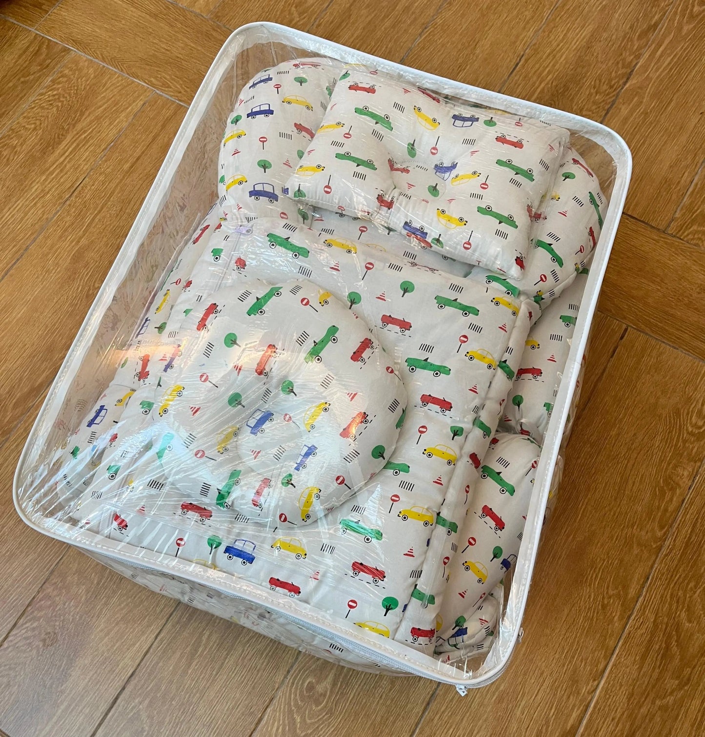 8Pc Baby Bedding Set on Soft Cotton Fabric with Car Theme (0–2 Years) Little Flower