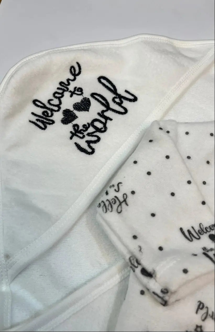 Welcome to the World – Black Print - 5-Piece Newborn Baby Clothing Set | Soft Cotton Outfit for 0–6 Months - Little Flower