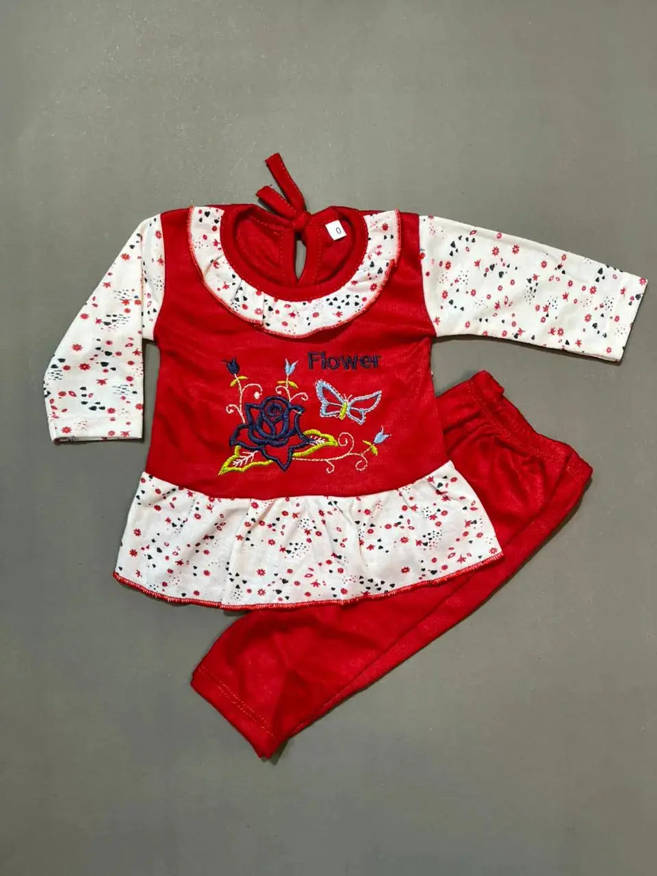 Baby Frock Suit Set Pack of 2 – Soft Cotton with Embroidery Frock with Trouser (0-6 Months)