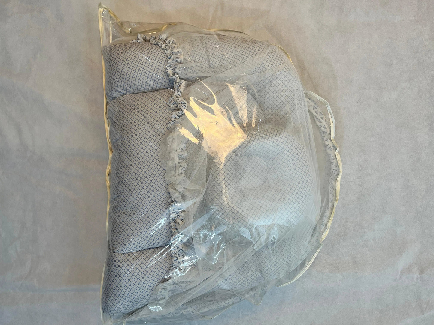 Baby Net Bed With Pillow | Blue white box chicken