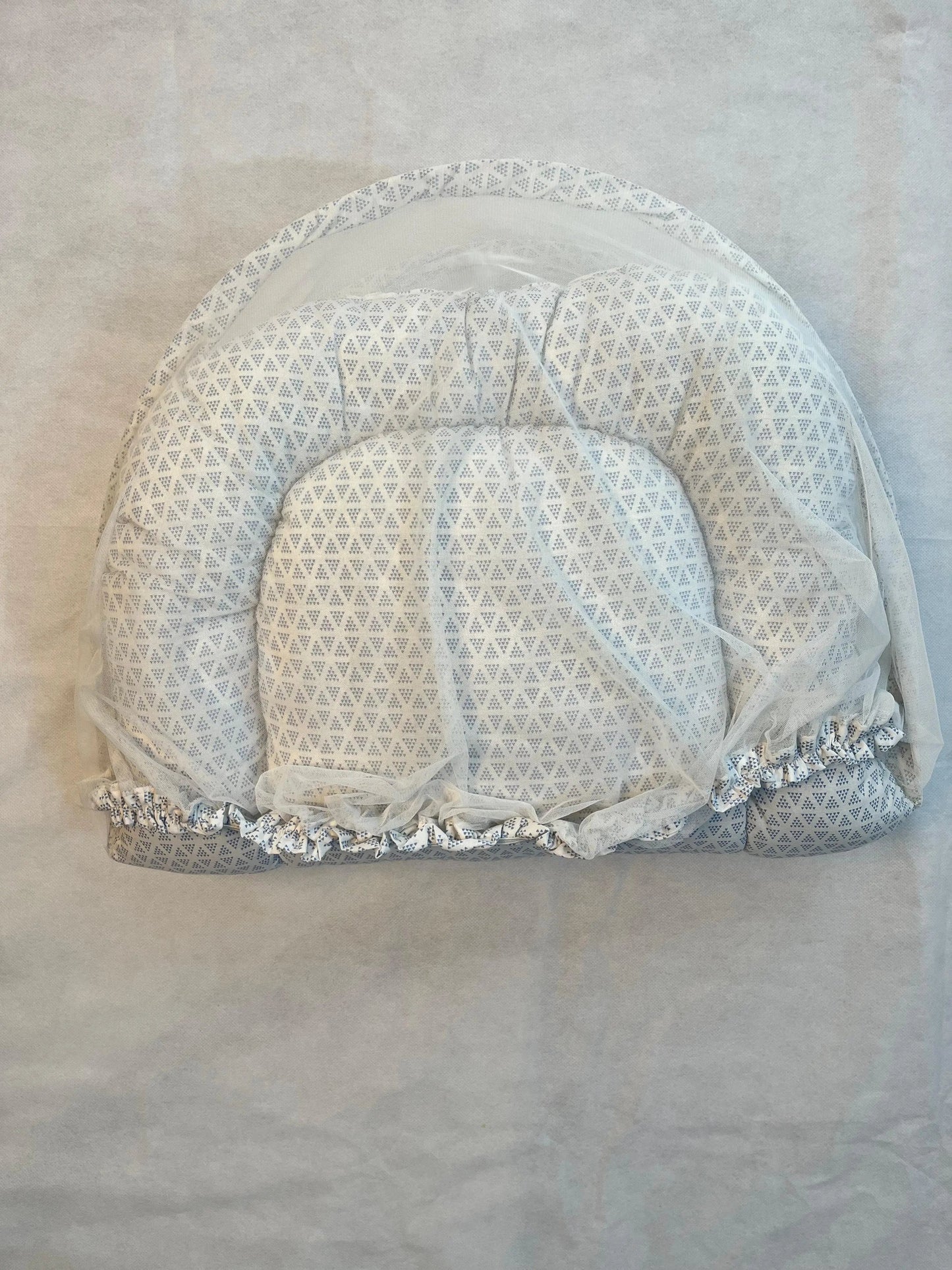Baby Net Bed With Pillow | Blue triangle with Chicken