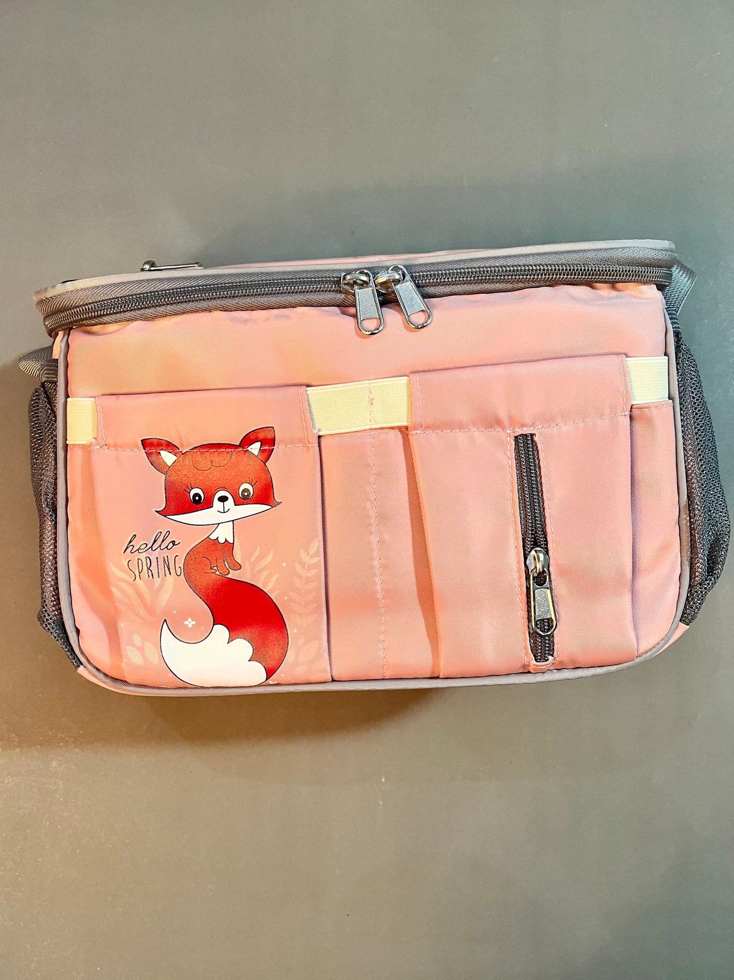 Multifunctional Baby Diaper Bag with USB Port – Waterproof, Spacious & Stylish Mommy Bag (Grey-Yellow)