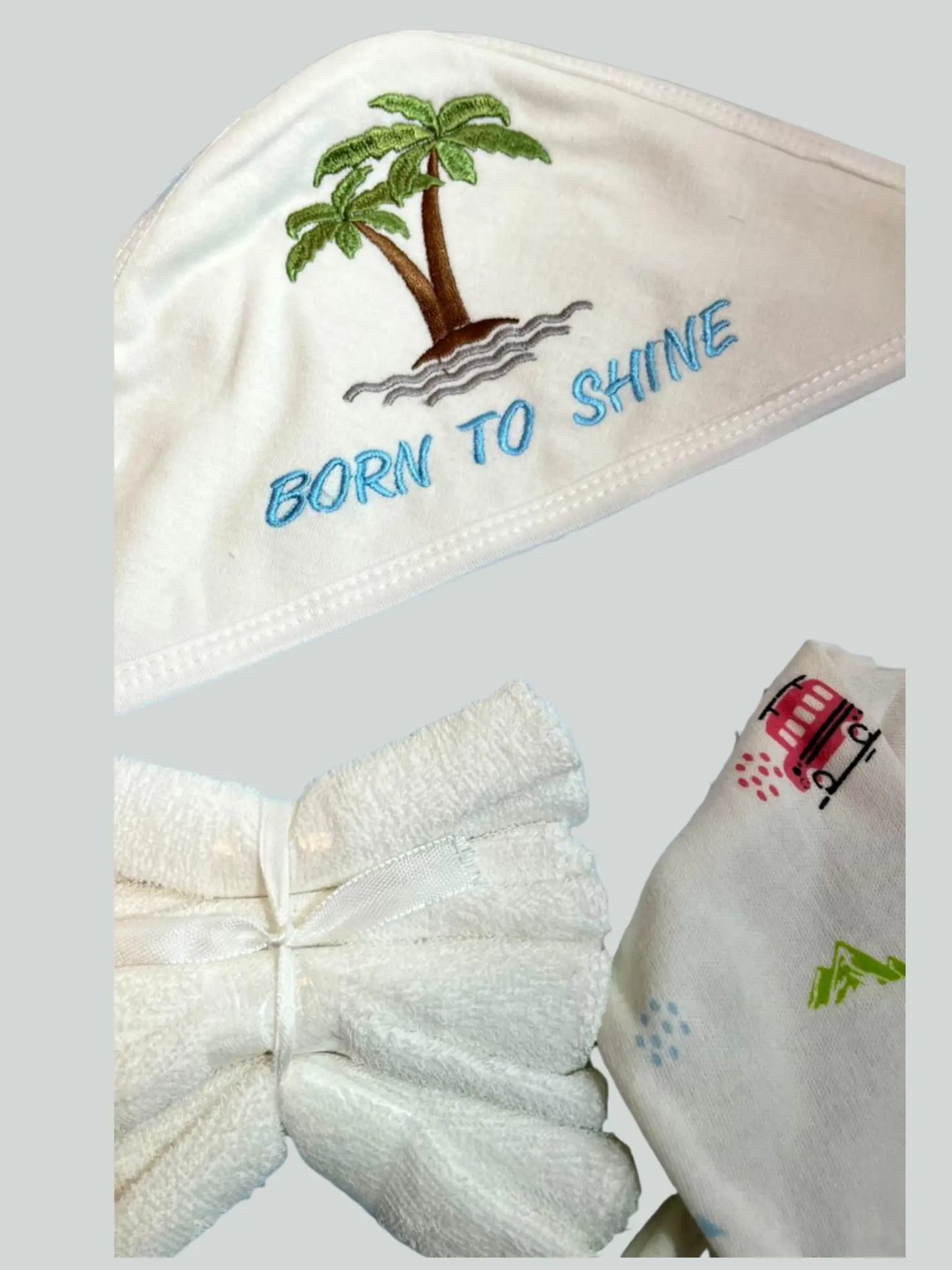 8-Piece Newborn Baby Gift Set – Soft Cotton with Hooded Towel & Bib | Born To Shine Theme (0–6 Months)