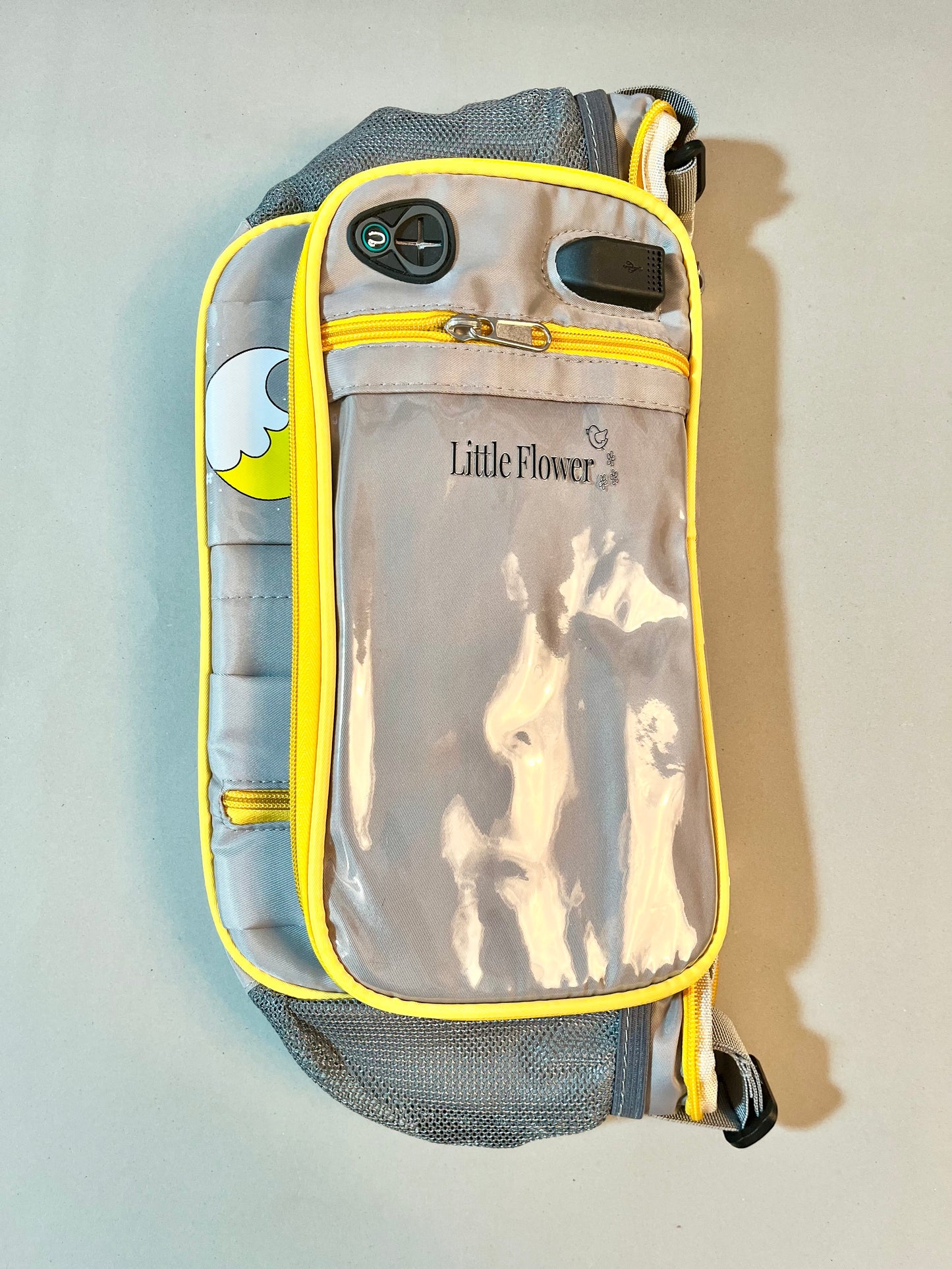 Multifunctional Baby Diaper Bag with USB Port – Waterproof, Spacious & Stylish Mommy Bag (Grey-Yellow)