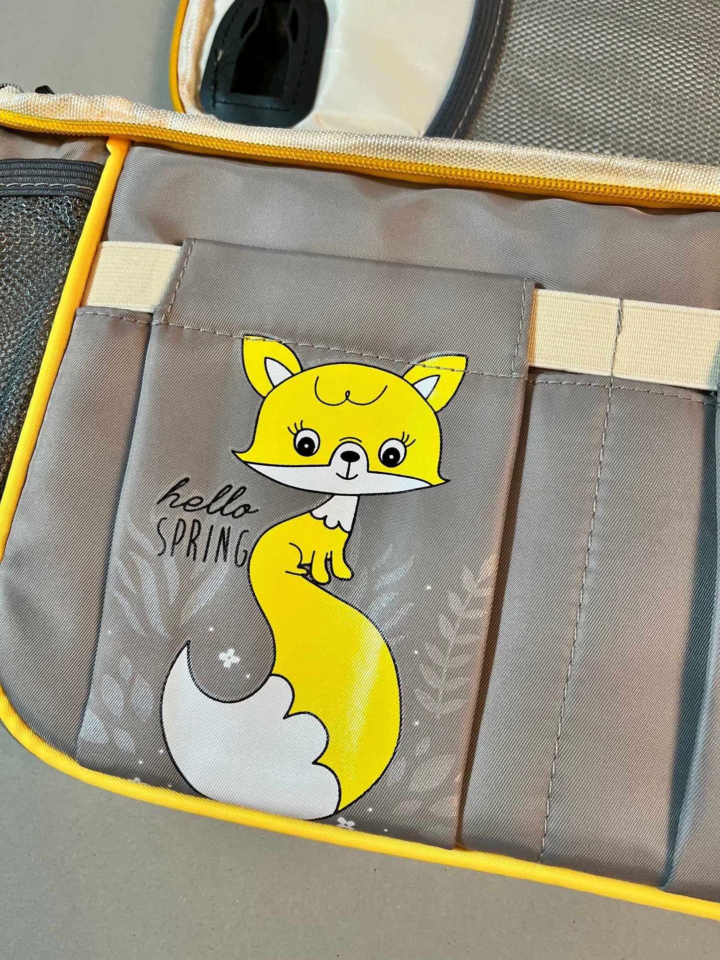 Multifunctional Baby Diaper Bag with USB Port – Waterproof, Spacious & Stylish Mommy Bag (Grey-Yellow)