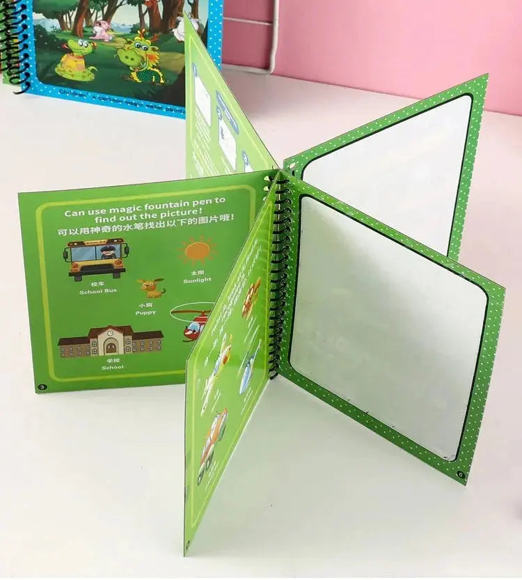 Magic Water Painting Value Pack — 4 Books + 4 Pens (Reusable Color Reveal) - Little Flower 
