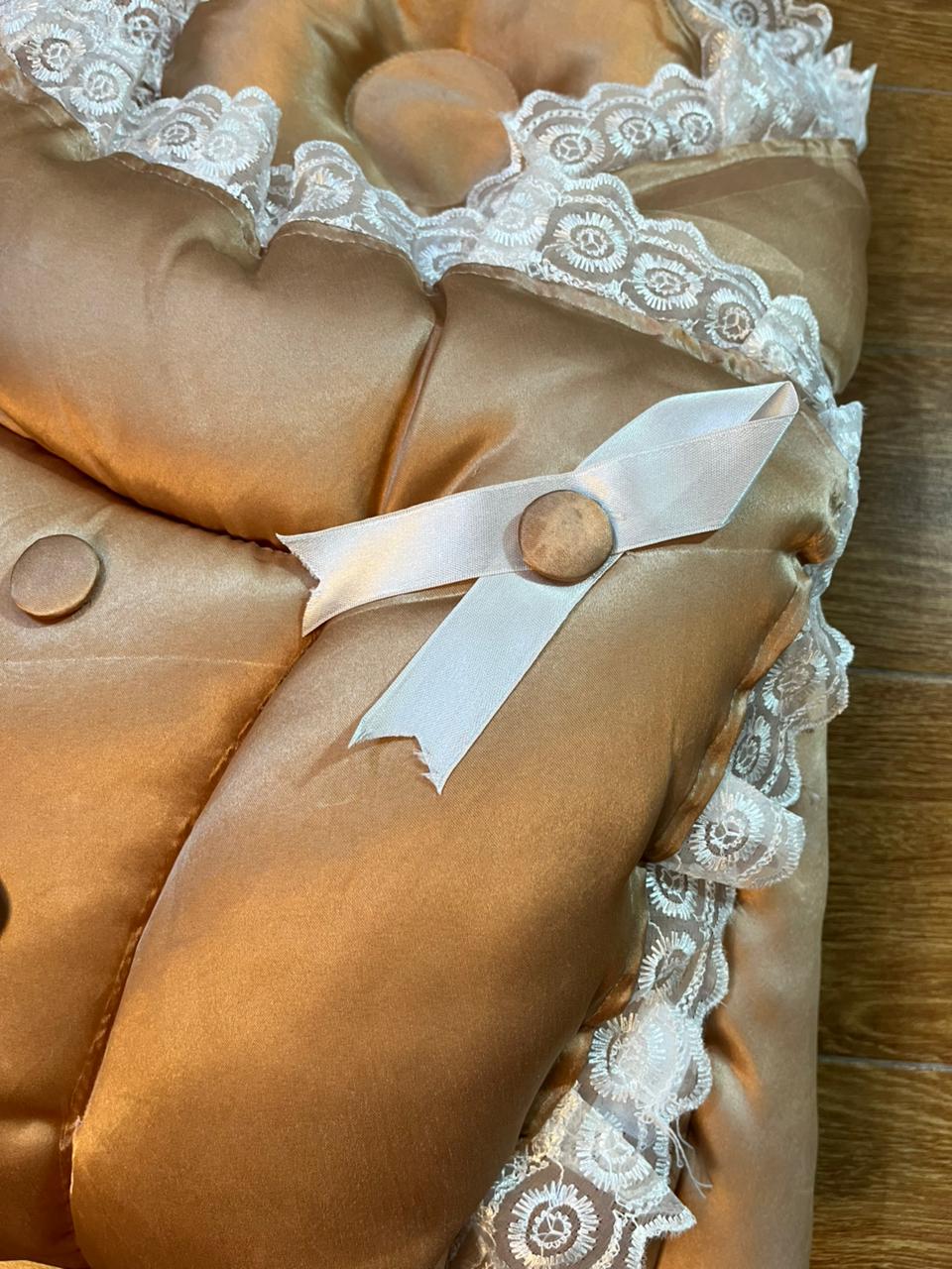 Little Flower – Soft Satin Newborn Baby Wrapping Nest with Pillow – Gold