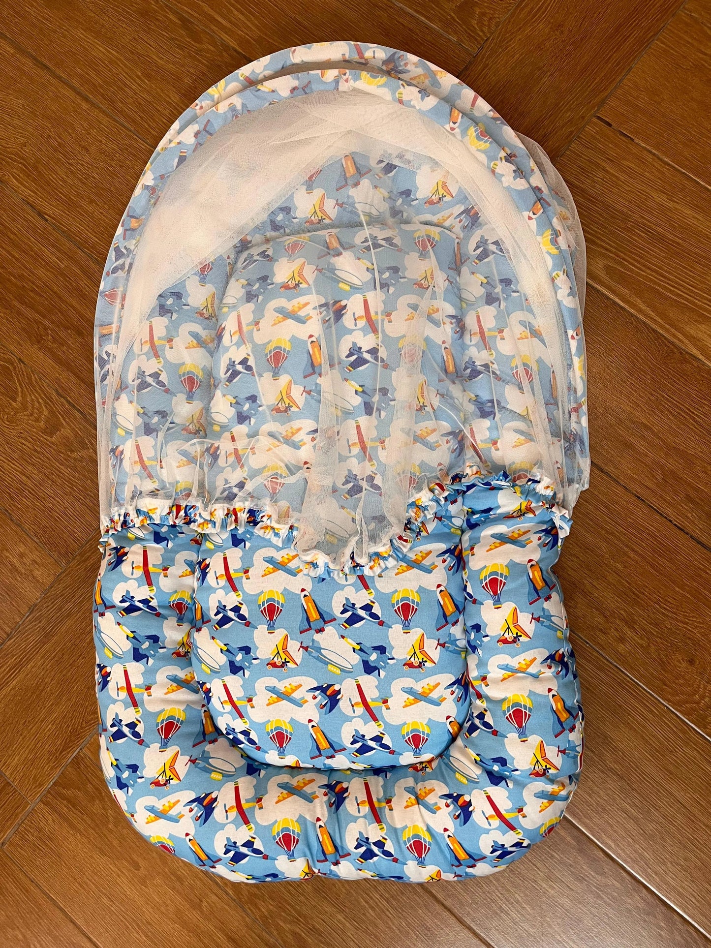 8Pc Baby Bedding Set on Soft Cotton Fabric with Planes Theme (0–2 Years) Little Flower