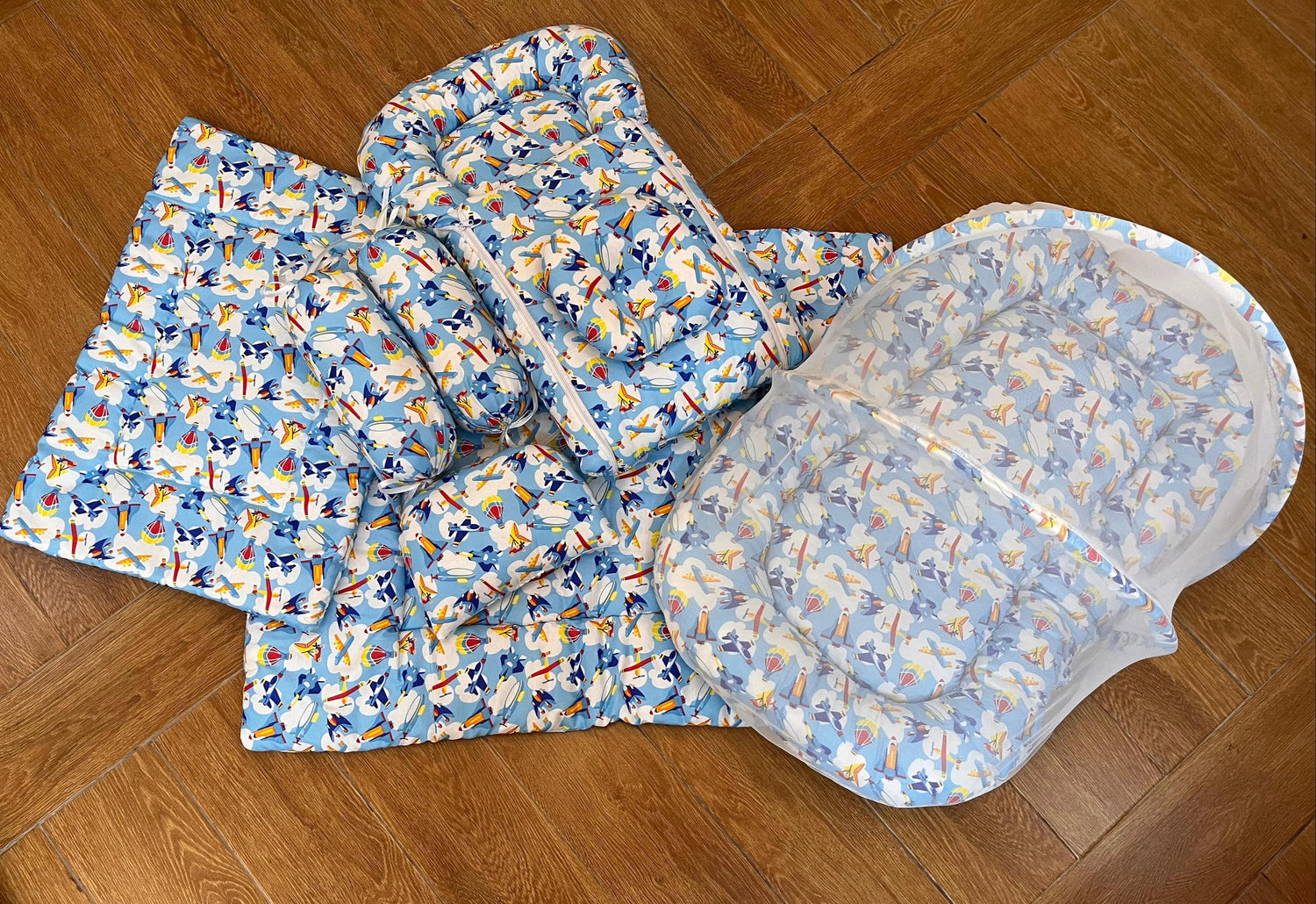 8Pc Baby Bedding Set on Soft Cotton Fabric with Planes Theme (0–2 Years) Little Flower