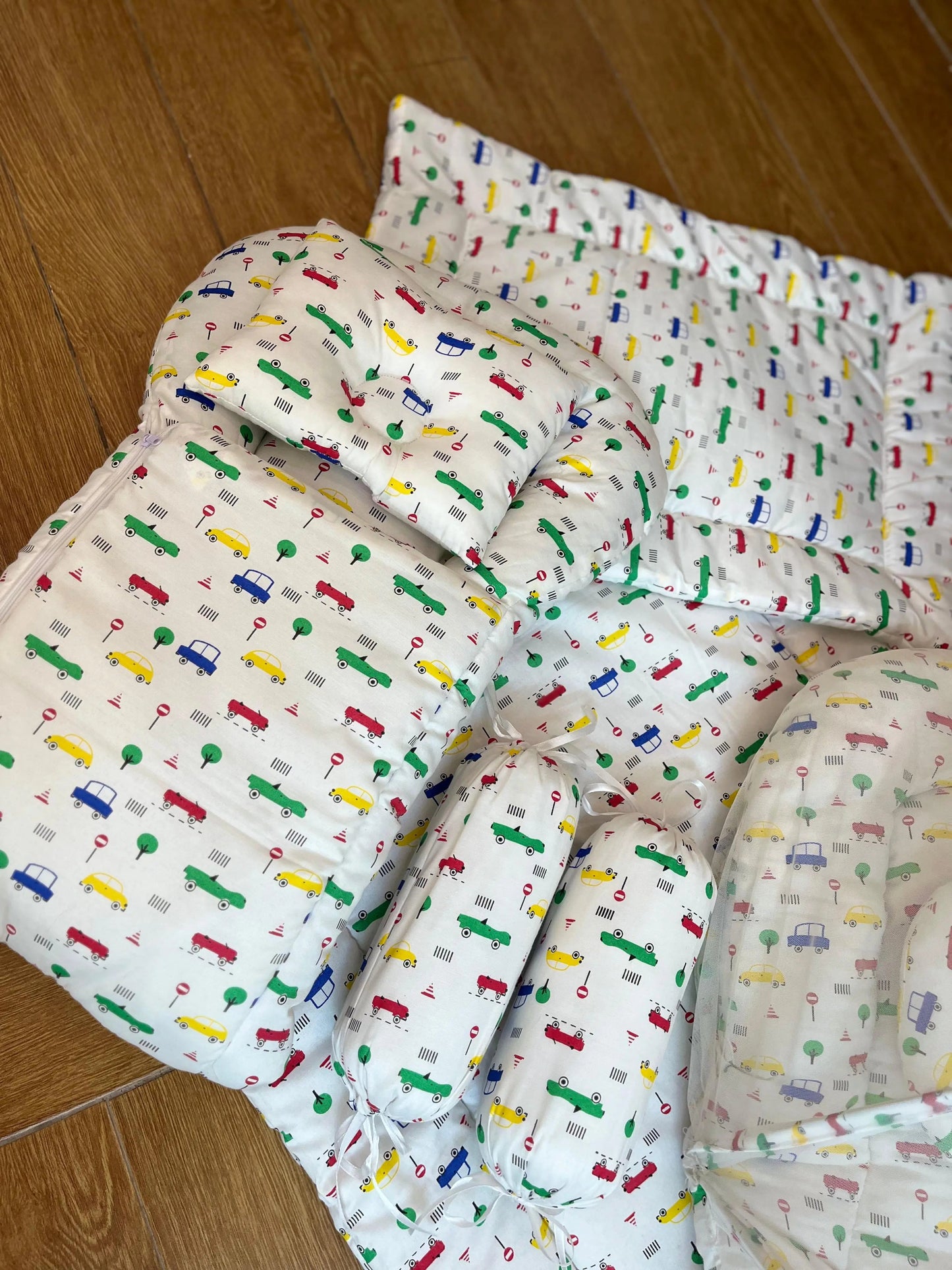 8Pc Baby Bedding Set on Soft Cotton Fabric with Car Theme (0–2 Years) Little Flower