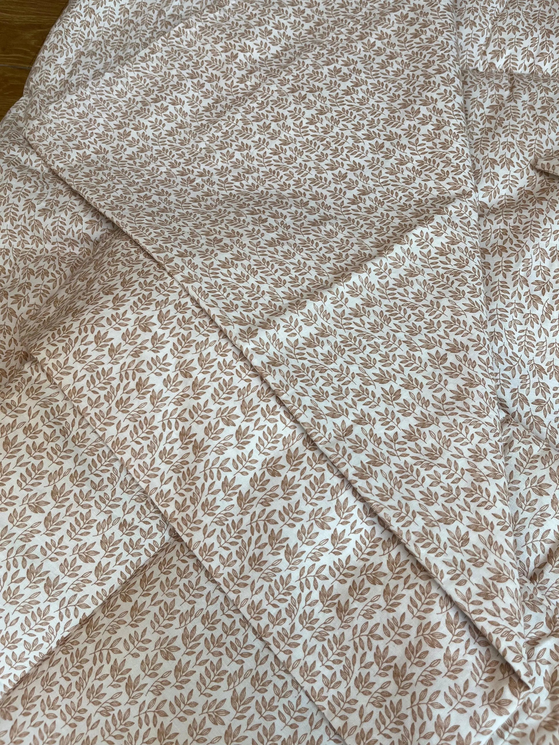 Baby Cot Bedding Set – 9Pc on Soft Cotton fabric with Brown leaves on white Theme (0–3 Years) Little Flower