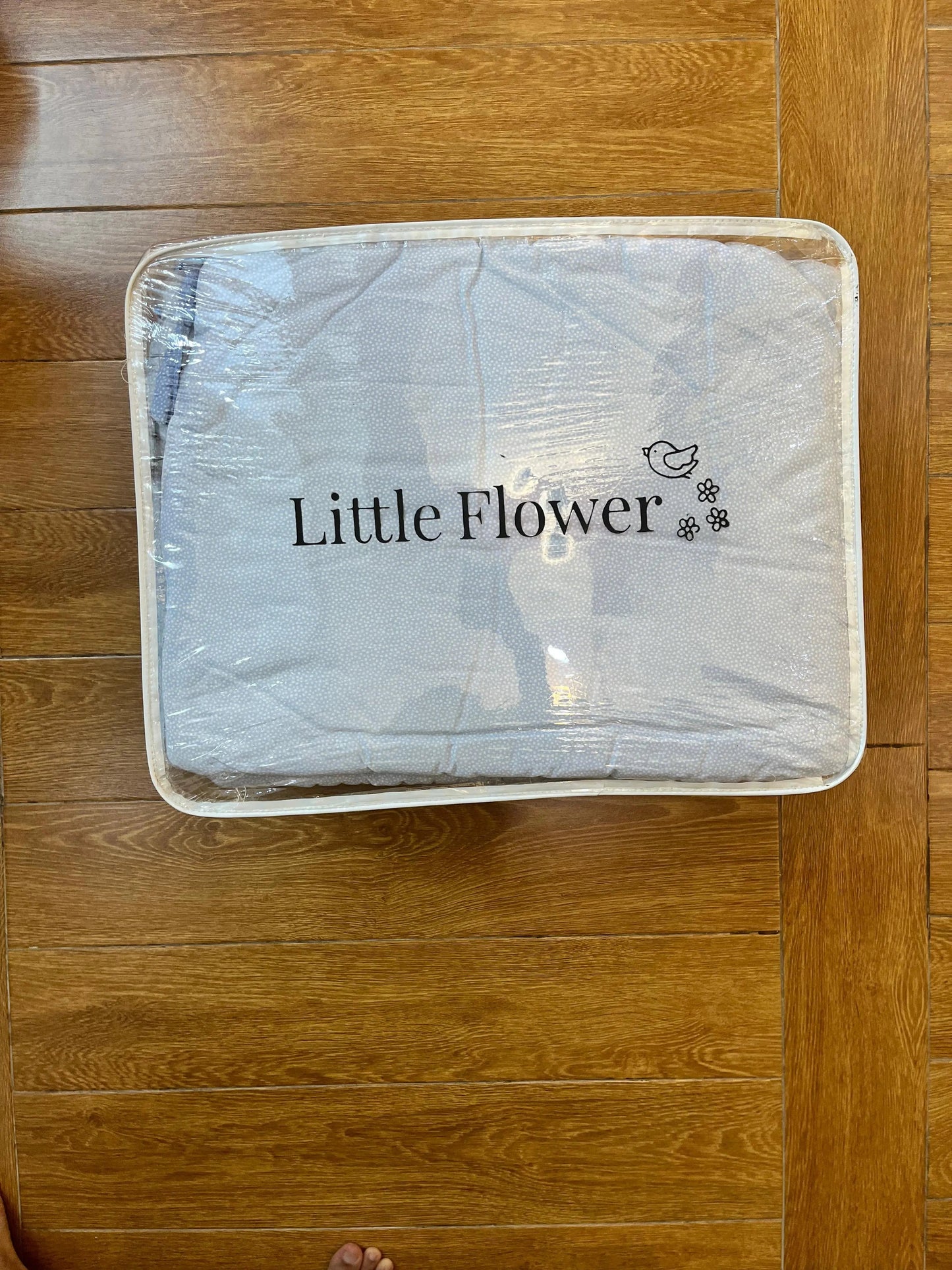 Baby Cot Bedding Set – 10PC Soft Cotton Bedding with White Dots on Blue | Newborn to 3 Years Little Flower