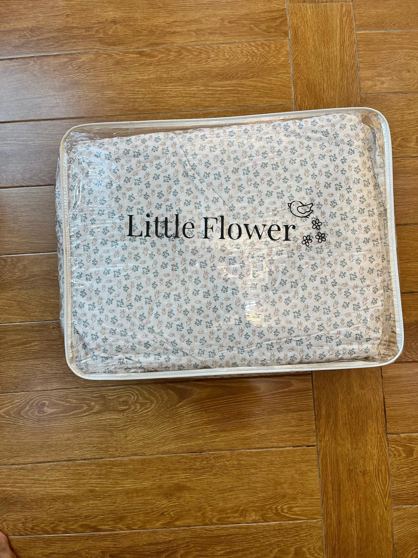 Baby Cot Bedding Set – 10-Piece Soft Cotton Set with Green Flower on White Cot set  (0–3 Years) Little Flower