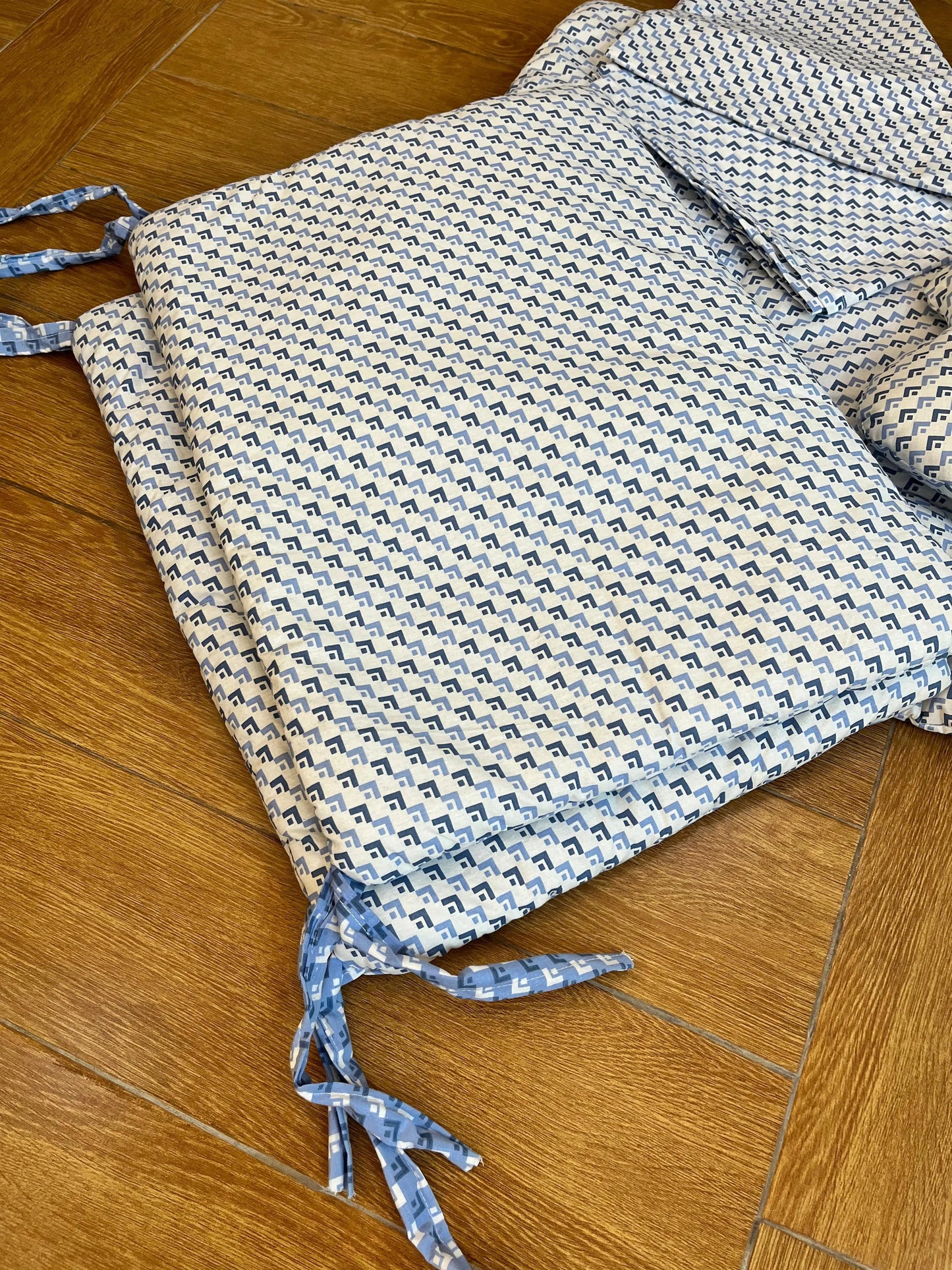 Baby Cot Bedding Set – 10-Piece Soft Cotton Set with Green Boxes On while  (0–3 Years) Little Flower