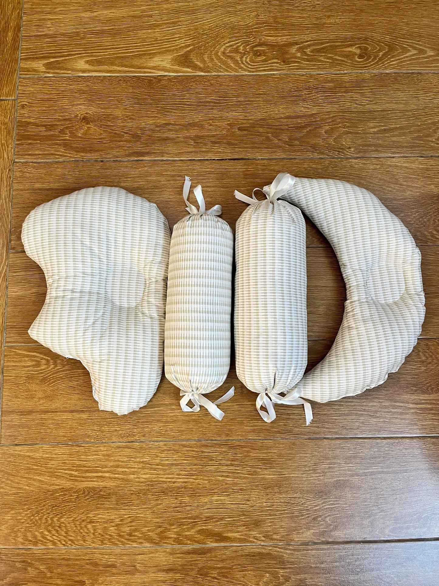 Baby Cot Bedding Set – 10-Piece Soft Cotton Set with Brown Line box on white  (0–3 Years) Little Flower