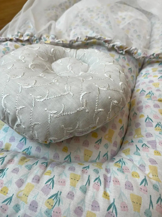 Baby Net Bed With Pillow| Pink yellow chicken