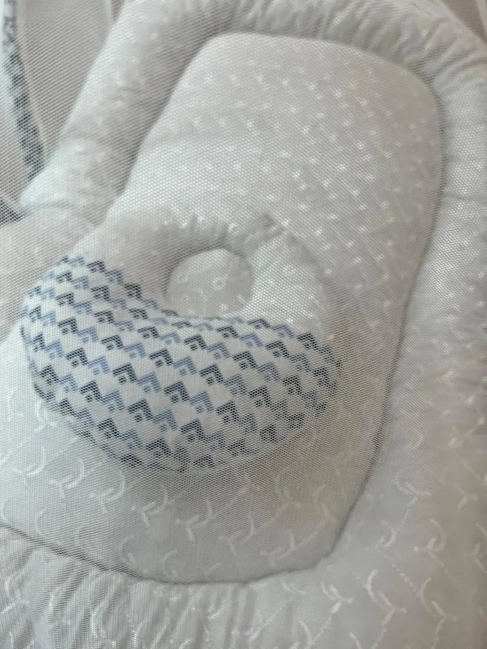 Baby Bed with Net with Pillow – (0–2 Year) | Light and Dark Blue pattern on White chicken Little Flower