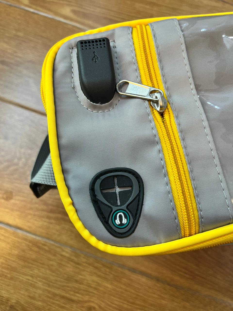 Multifunctional Baby Diaper Bag with USB Port – Waterproof, Spacious & Stylish Mommy Bag (Grey-Yellow)