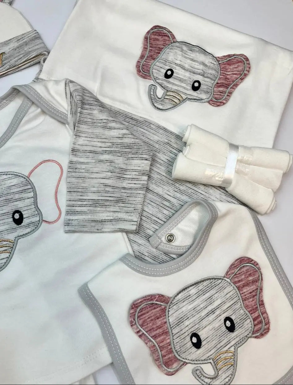 Baby Elephant Clothing Set – 6-Piece Soft Cotton Outfit for Newborn (0–12 months)