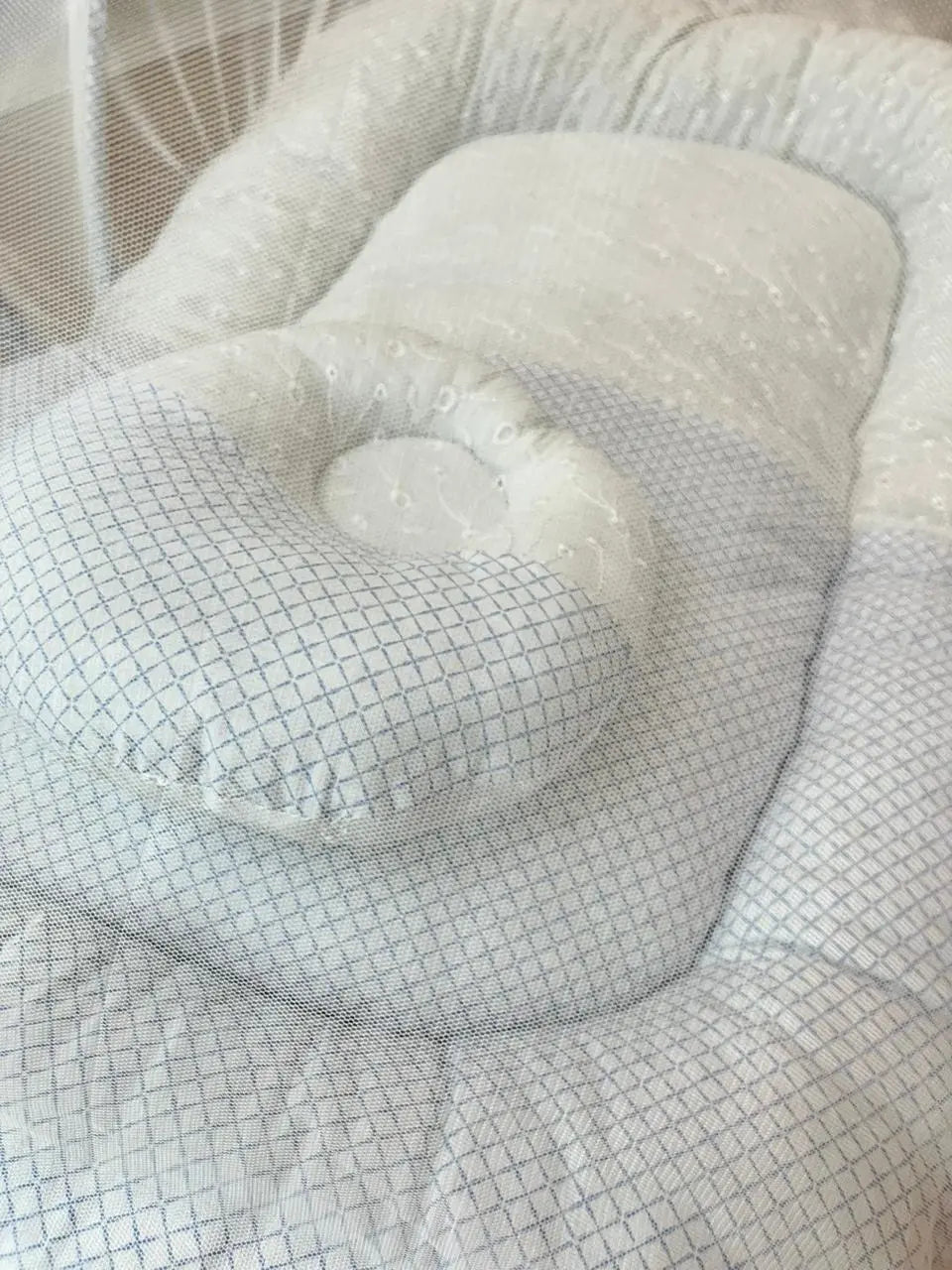 Baby Net Bed With Pillow | Blue white box chicken