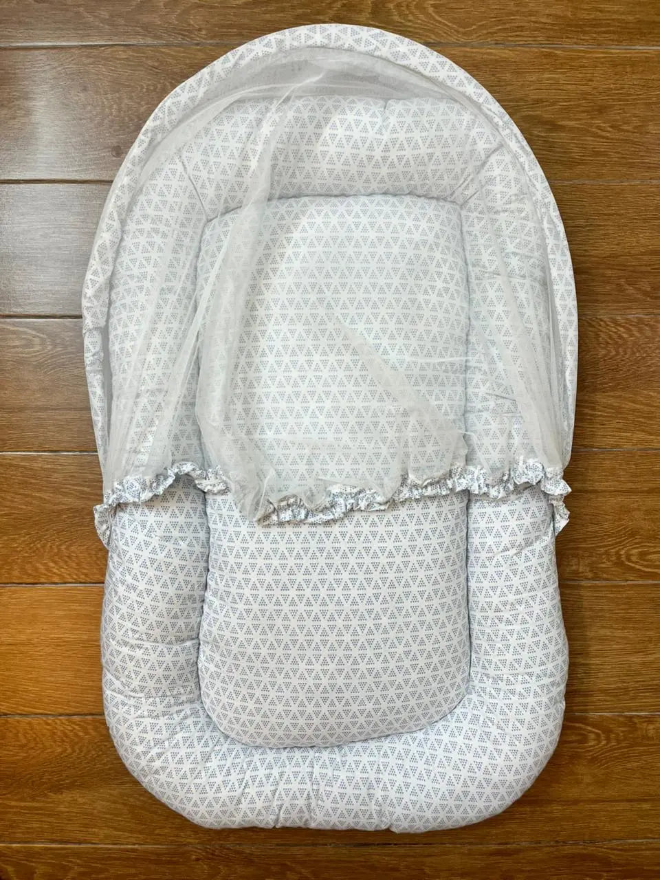 Baby Net Bed With Pillow | Blue triangle with Chicken