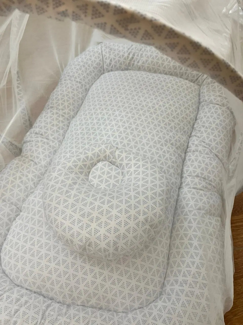 Baby Net Bed With Pillow | Blue triangle with Chicken