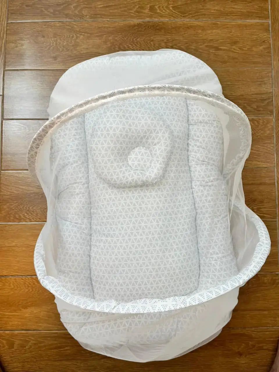 Baby Net Bed With Pillow | Blue triangle with Chicken