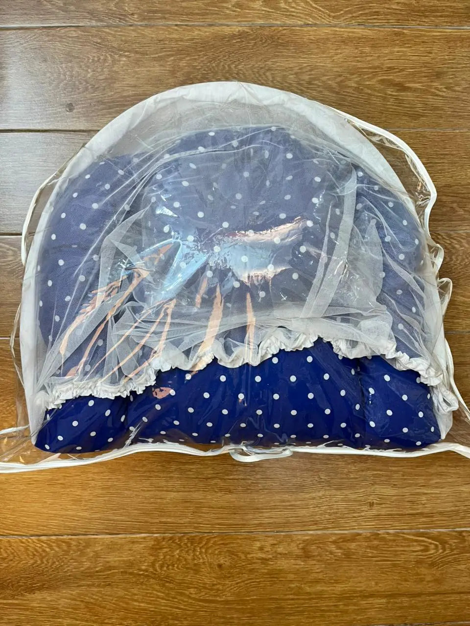 Baby Net Bed With Pillow | Blue dots