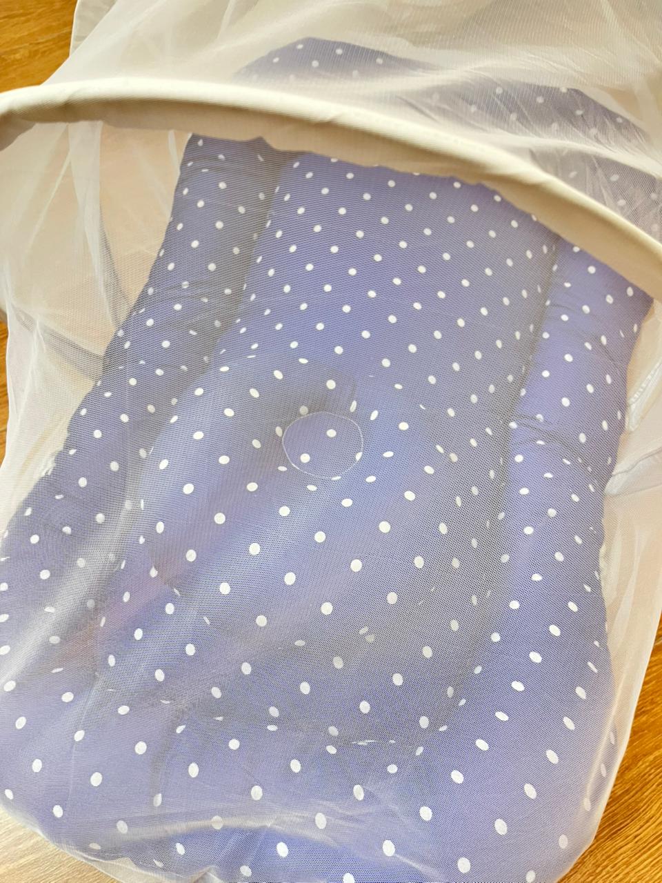 Baby Net Bed With Pillow | Blue dots