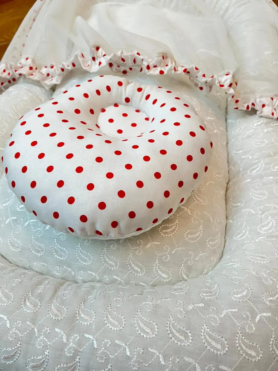 Baby Net Bed With Pillow | Red Dots Chicken