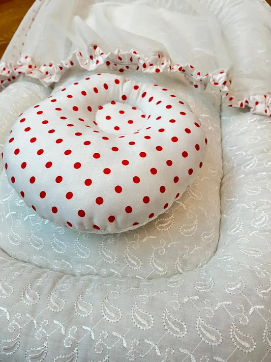 Baby Net Bed With Pillow | Red Dots Chicken