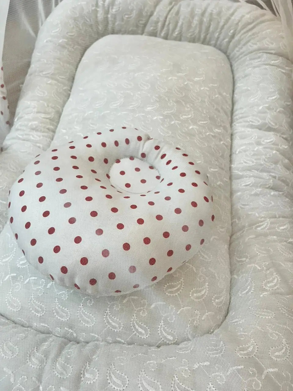 Baby Net Bed With Pillow | Red Dots Chicken