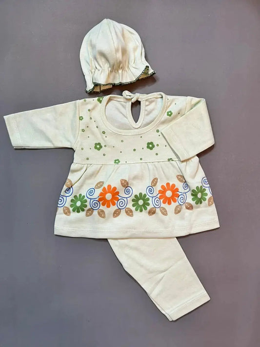 3-Piece Baby Frock Suit Set Pack of 3 – Soft Cotton, Comfortable & Everyday Wear (0–6 Months)
