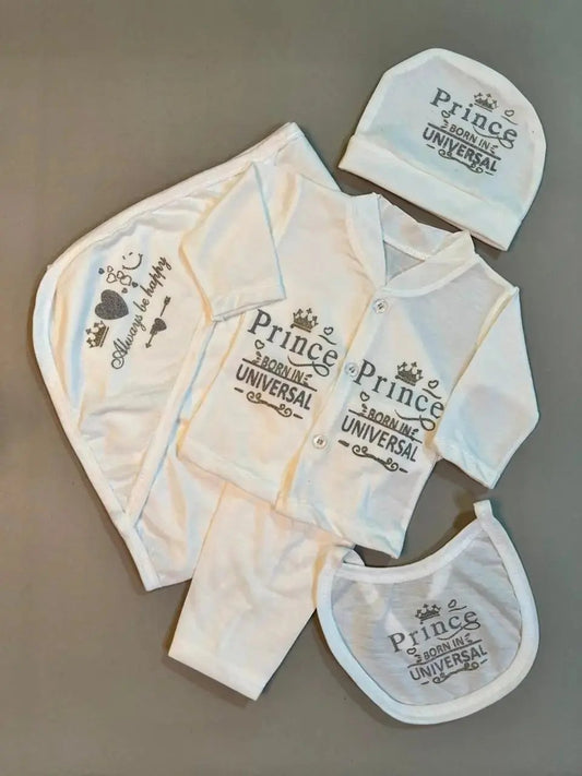 Luxury Newborn Baby Gift Set – Prince Born in Universal | 5-Piece Cotton Essentials