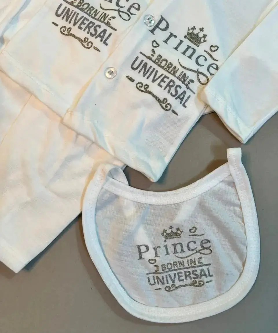Luxury Newborn Baby Gift Set – Prince Born in Universal | 5-Piece Cotton Essentials
