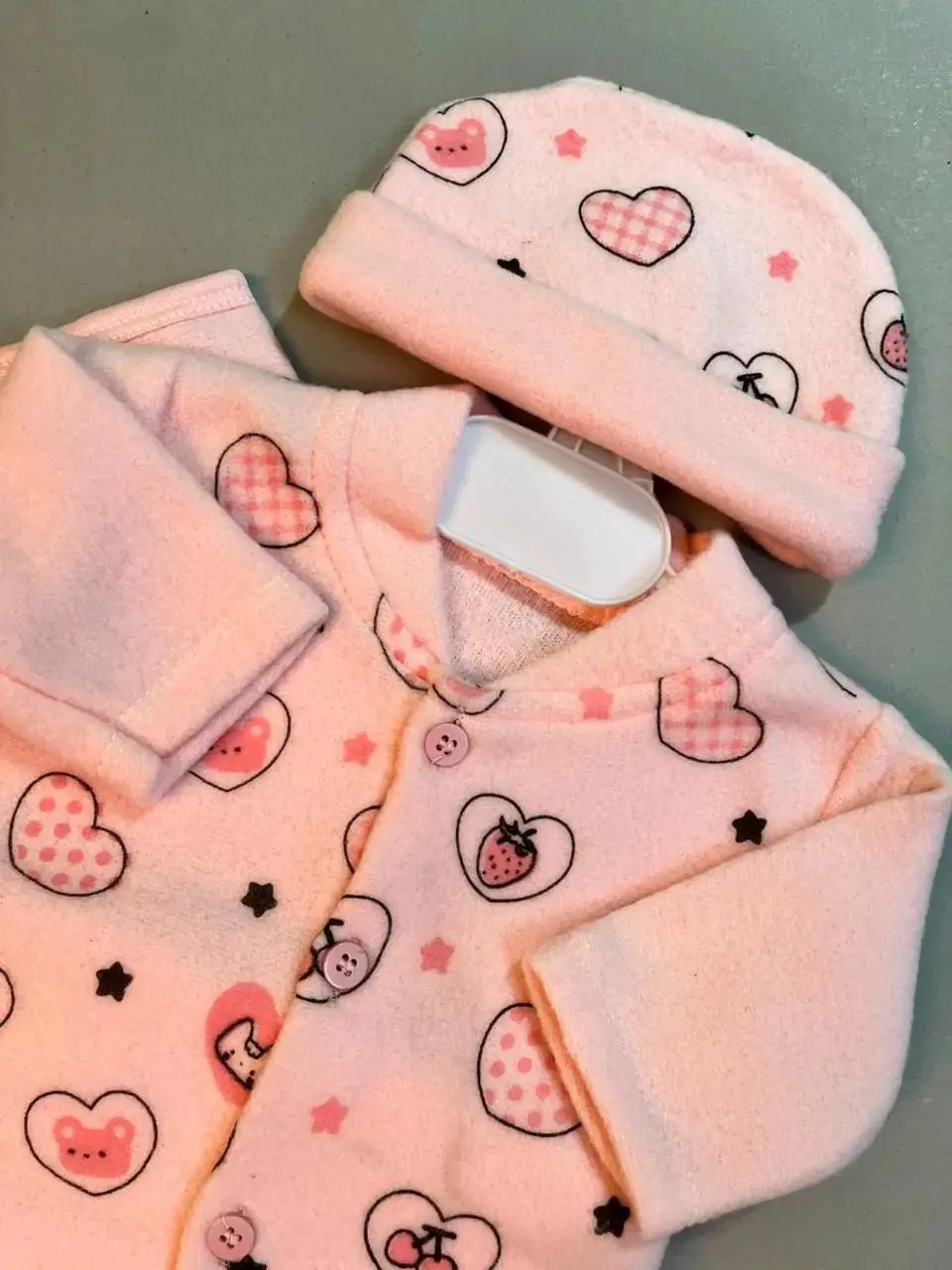 Newborn Baby Girl Gift Set – Pink Bear & Hearts | 7-Piece Cotton Essentials for Newborns