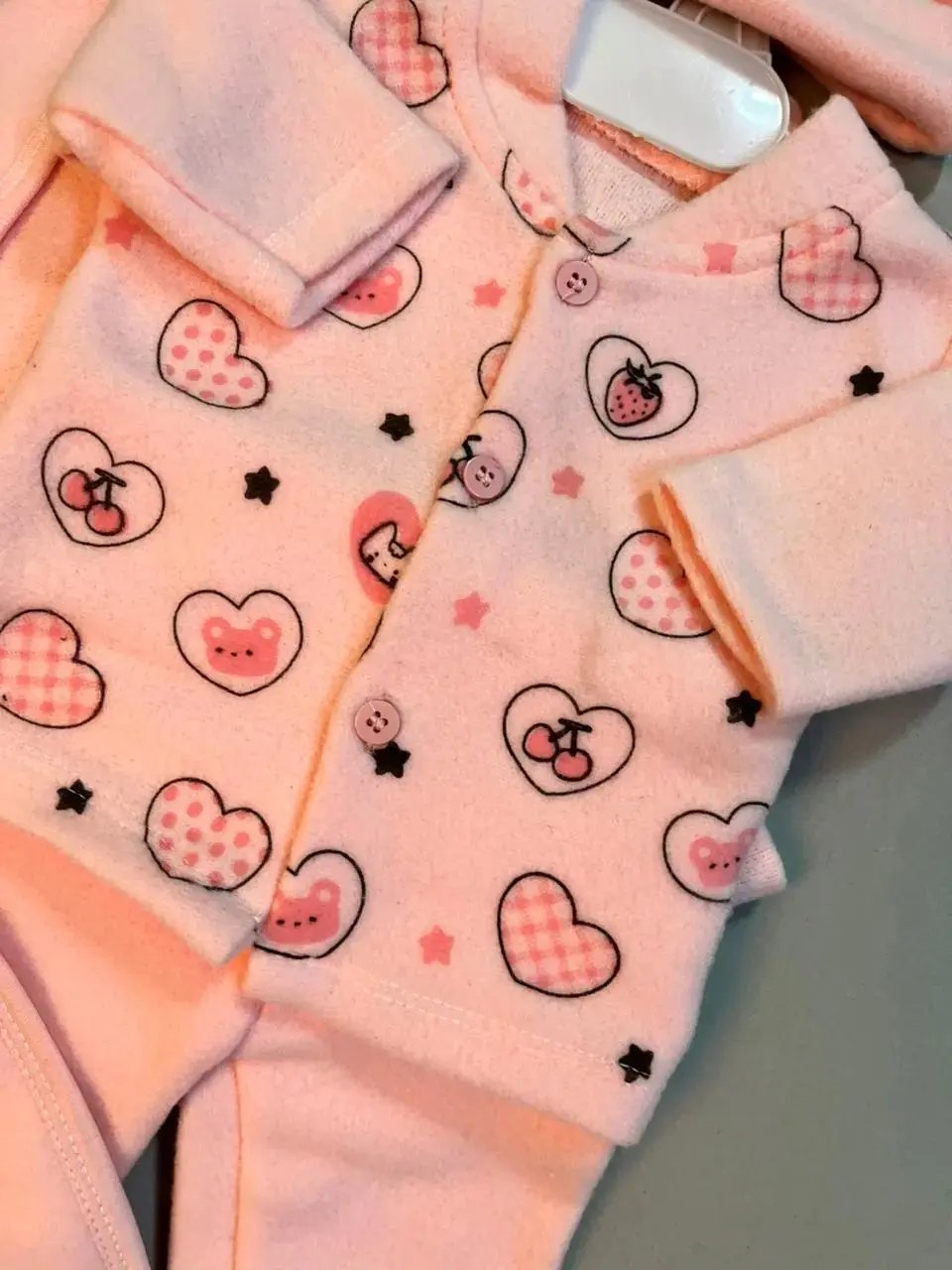 Newborn Baby Girl Gift Set – Pink Bear & Hearts | 7-Piece Cotton Essentials for Newborns