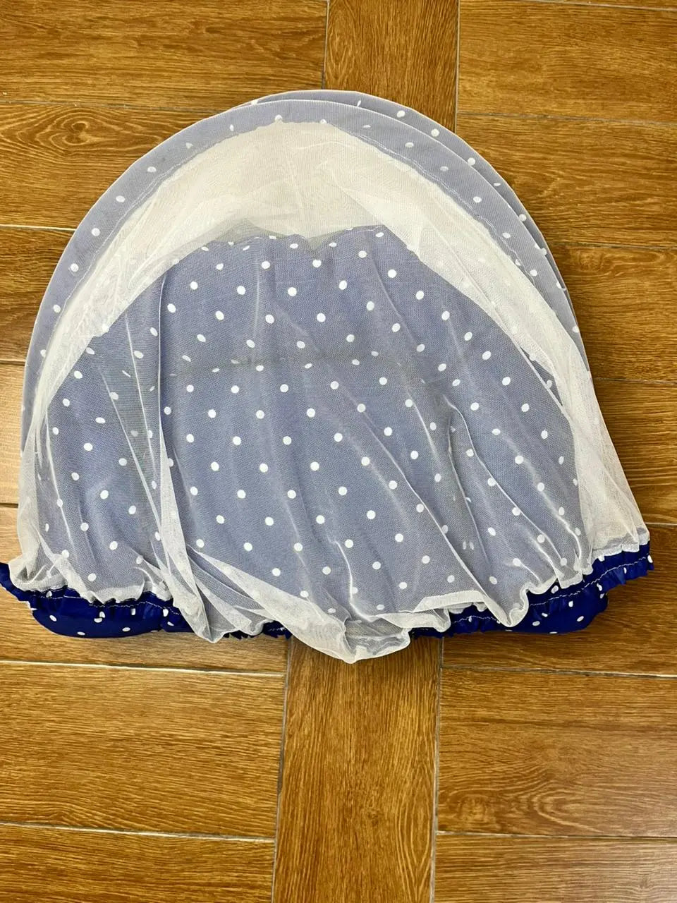 8Pc Baby Bedding Set on Soft Cotton Fabric with Dark Blue and white dots (0–2 Years)