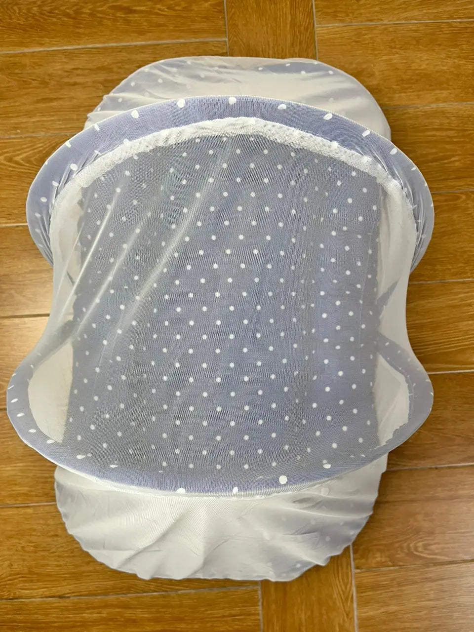 8Pc Baby Bedding Set on Soft Cotton Fabric with Dark Blue and white dots (0–2 Years)