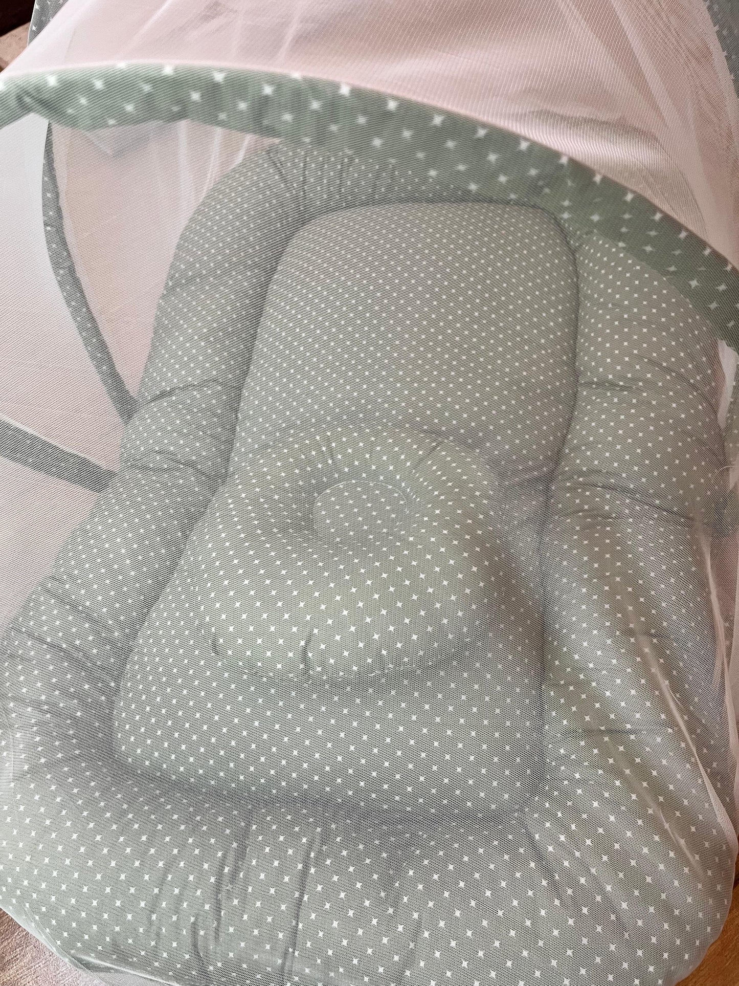Baby Bed with Net with Pillow – (0–2 Year) | Star on Green Little Flower