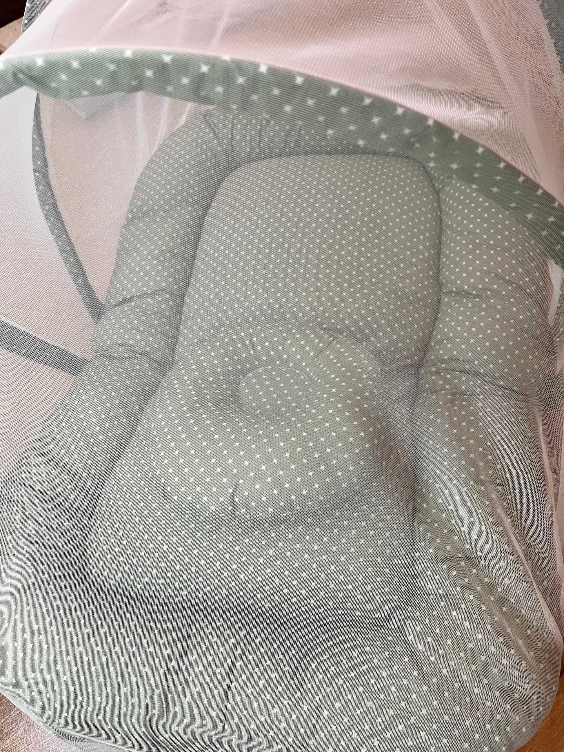 Baby Bed with Net with Pillow – (0–2 Year) | Star on Green Little Flower