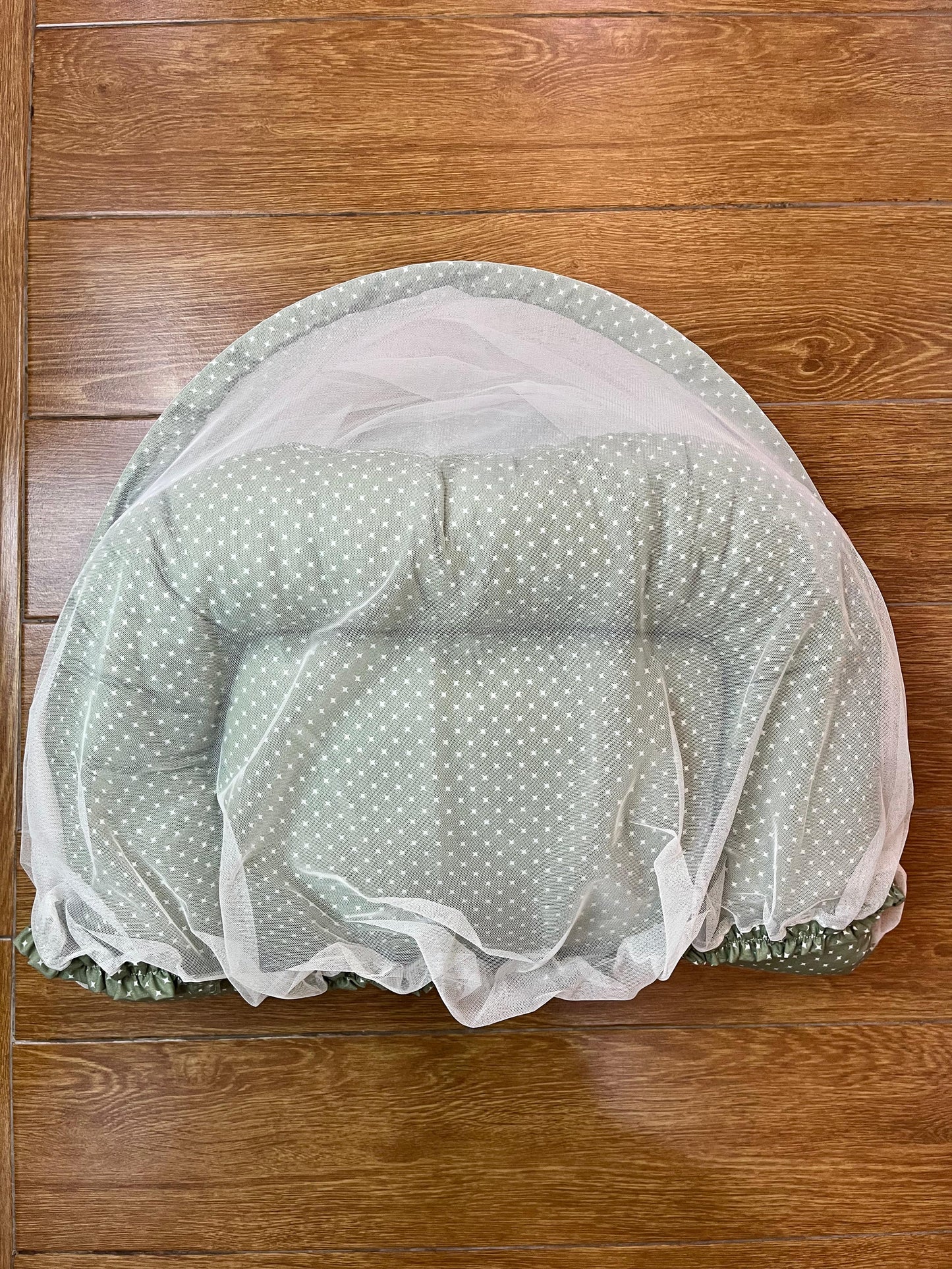 Baby Bed with Net with Pillow – (0–2 Year) | Star on Green Little Flower