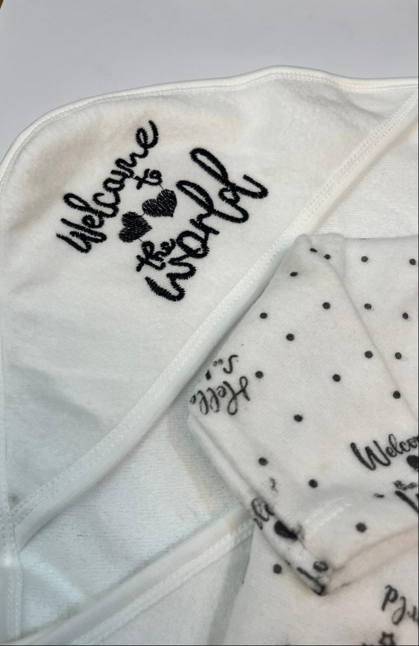 Welcome to the World – Black Print - 5-Piece Newborn Baby Clothing Set | Soft Cotton Outfit for 0–6 Months