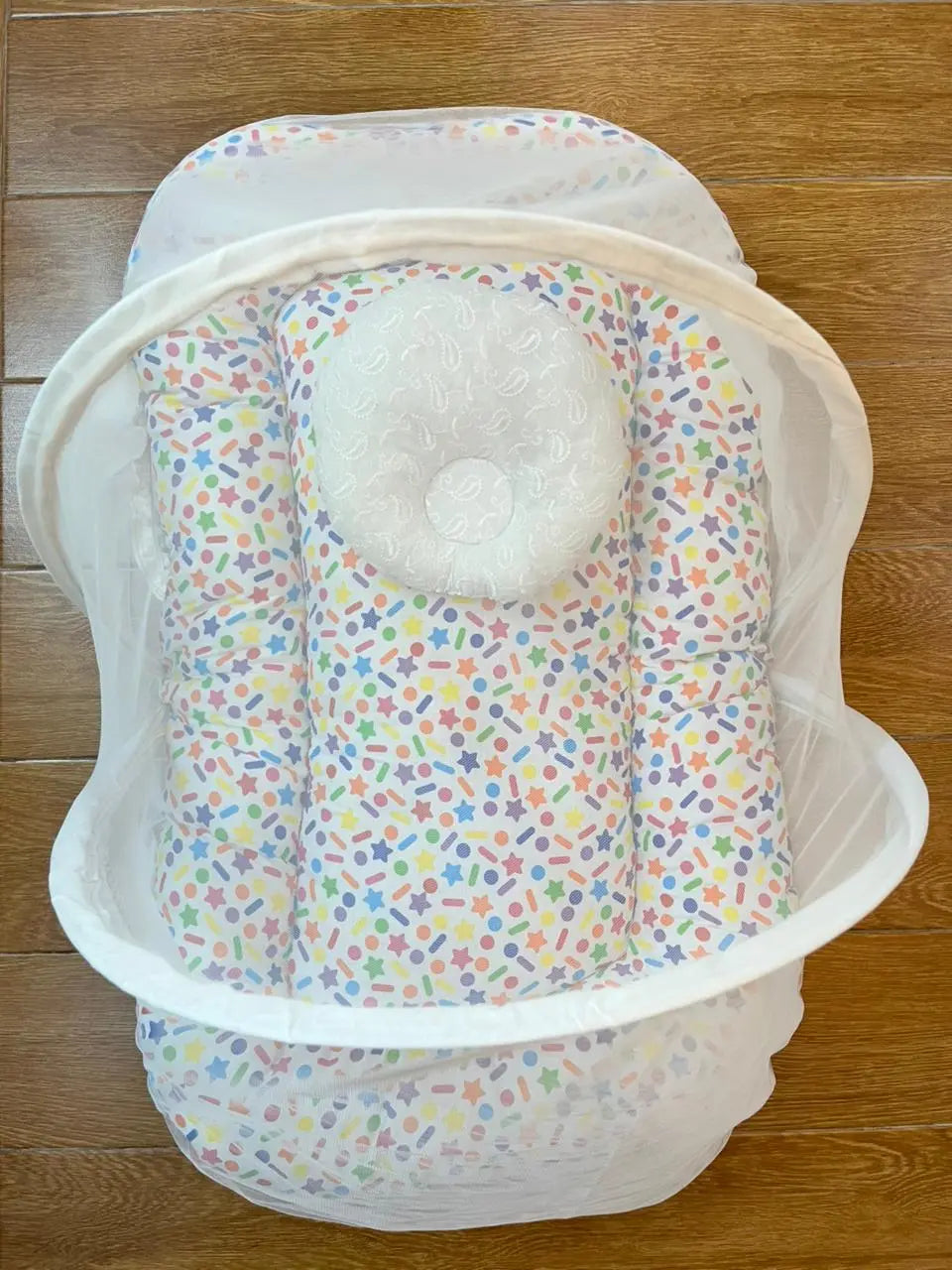 Baby Net Bed With Pillow | Colorful star Chicken