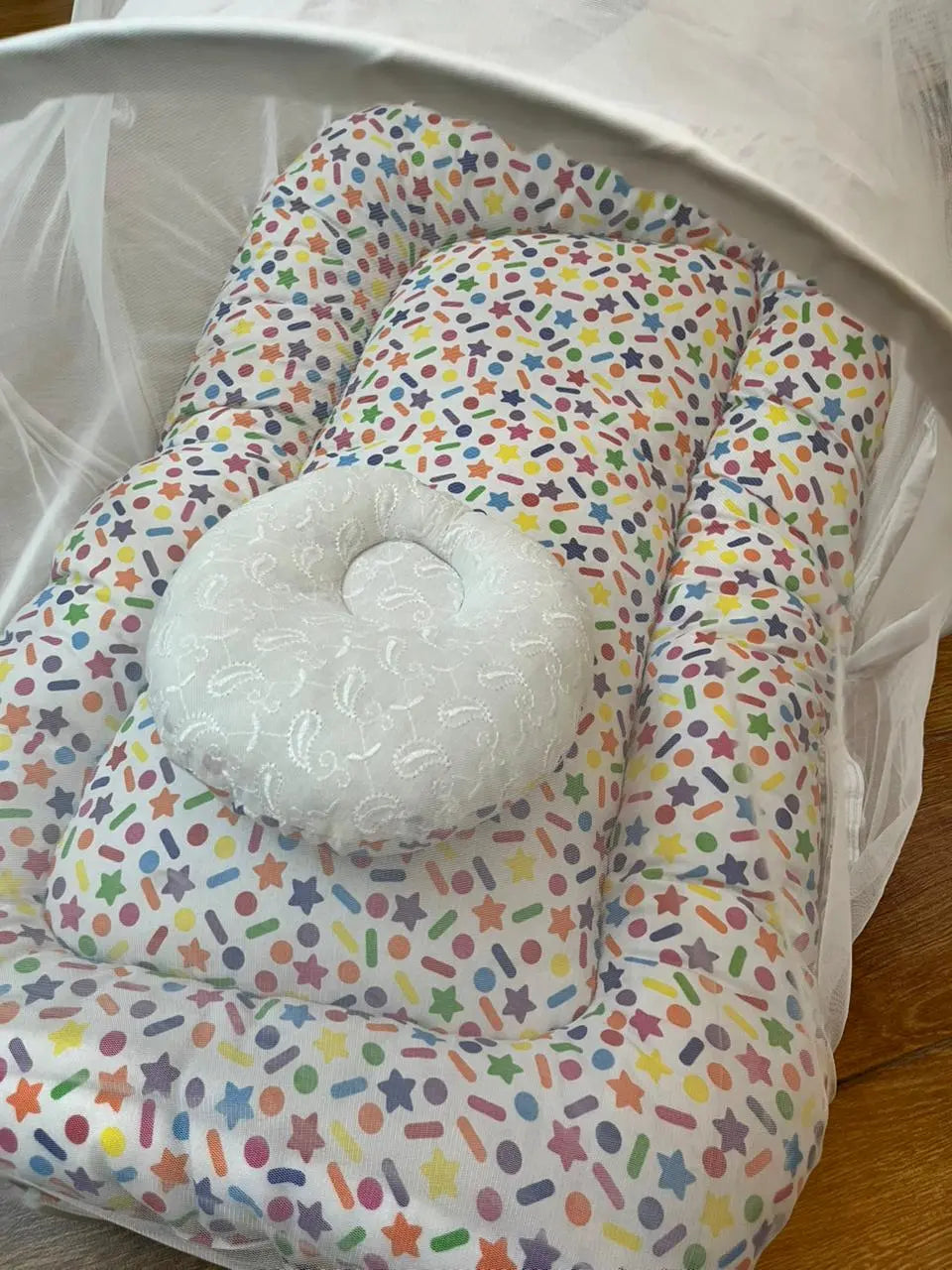 Baby Net Bed With Pillow | Colorful star Chicken