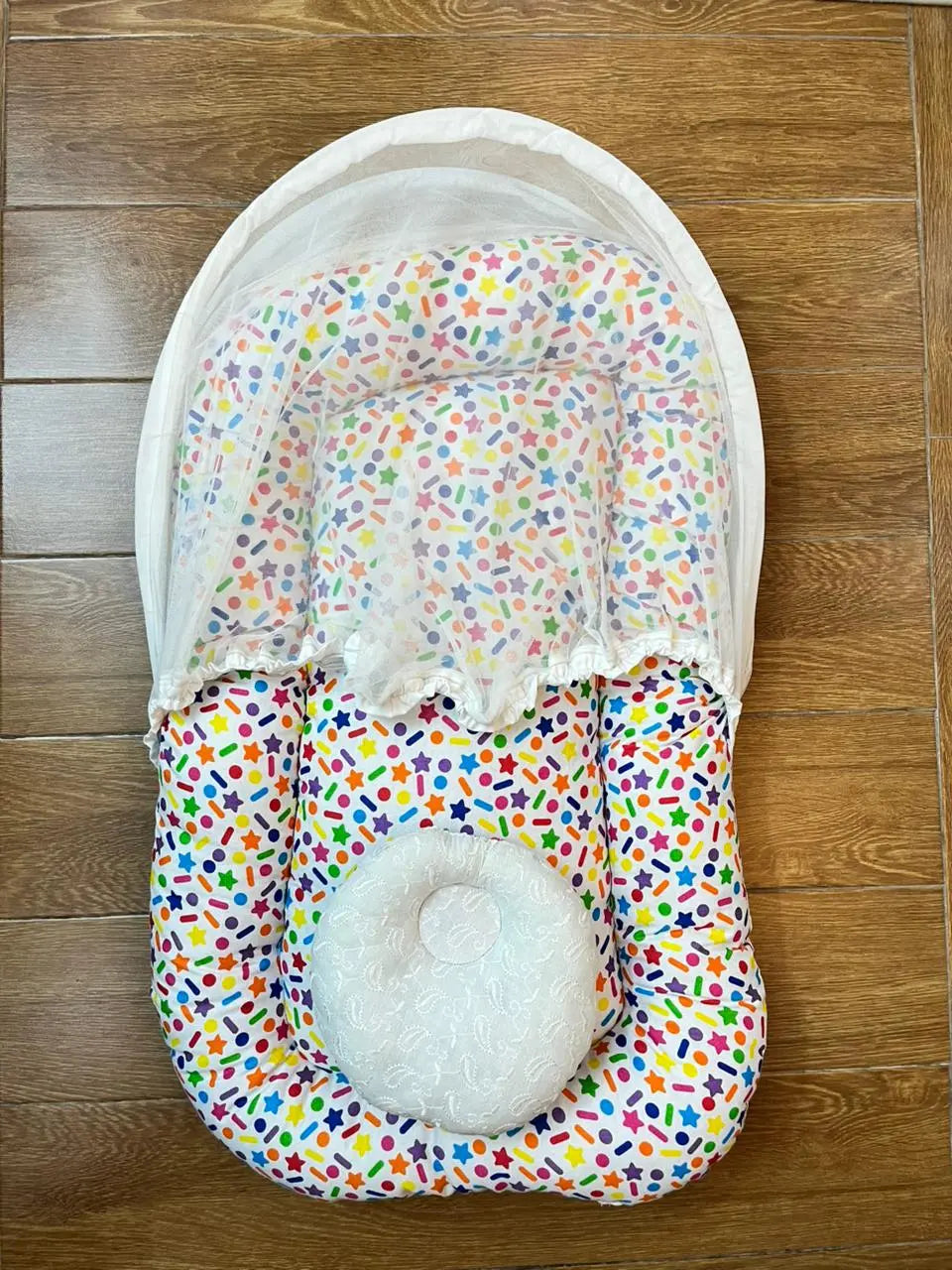 Baby Net Bed With Pillow | Colorful star Chicken