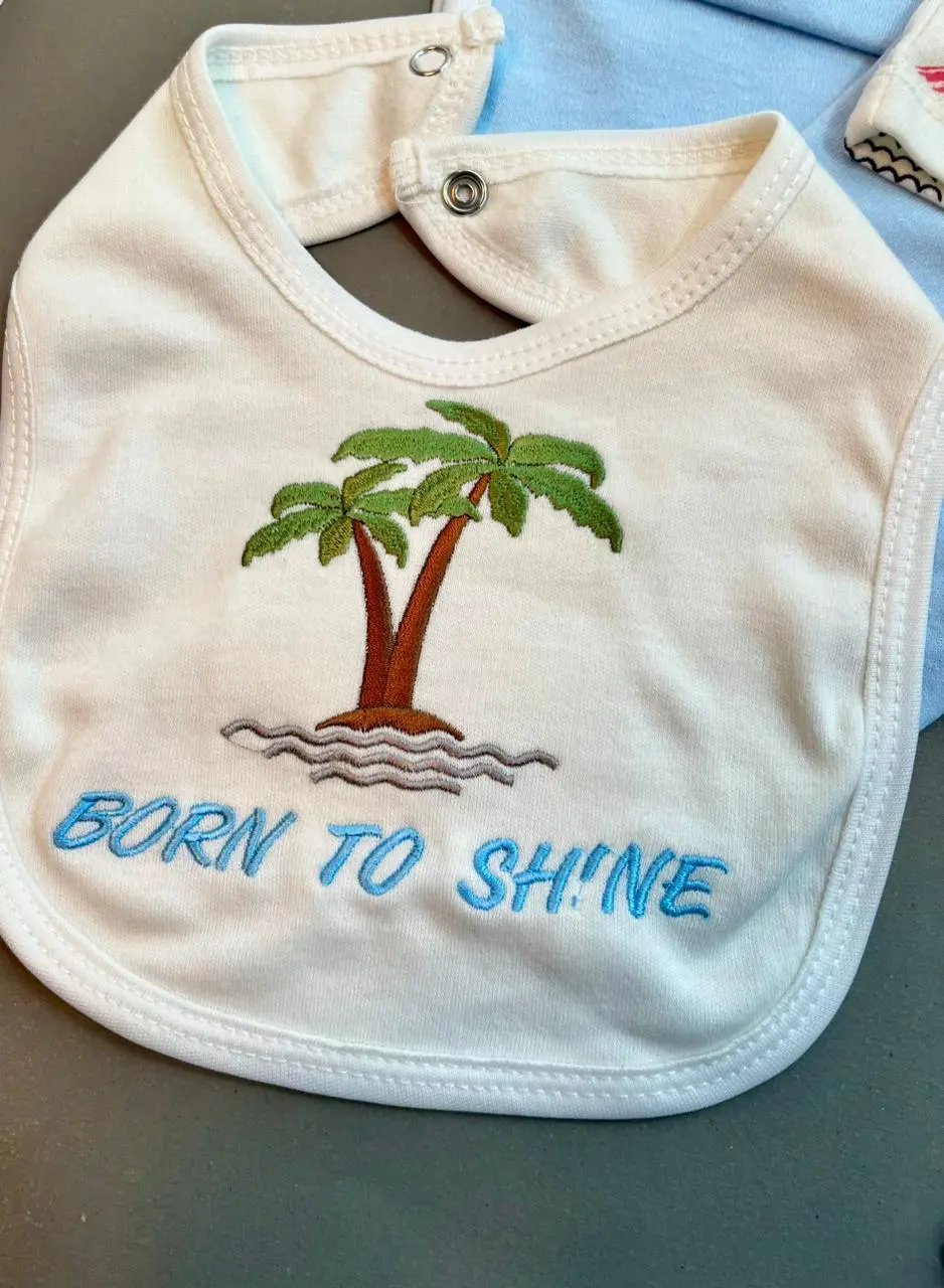 8-Piece Newborn Baby Gift Set – Soft Cotton with Hooded Towel & Bib | Born To Shine Theme (0–6 Months)