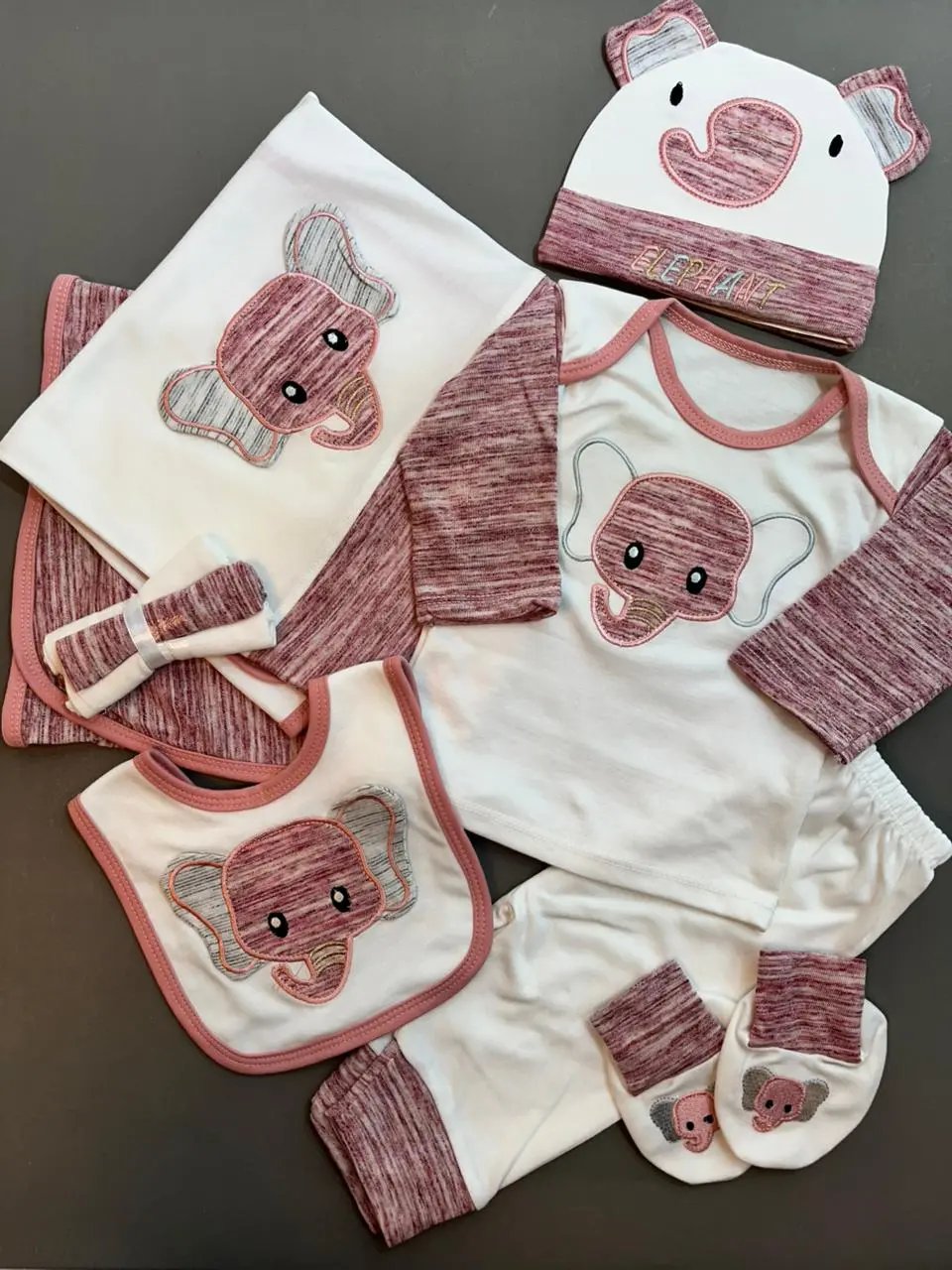 Baby Elephant Clothing Set – 6-Piece Soft Cotton Outfit for Newborn (0–12 months)