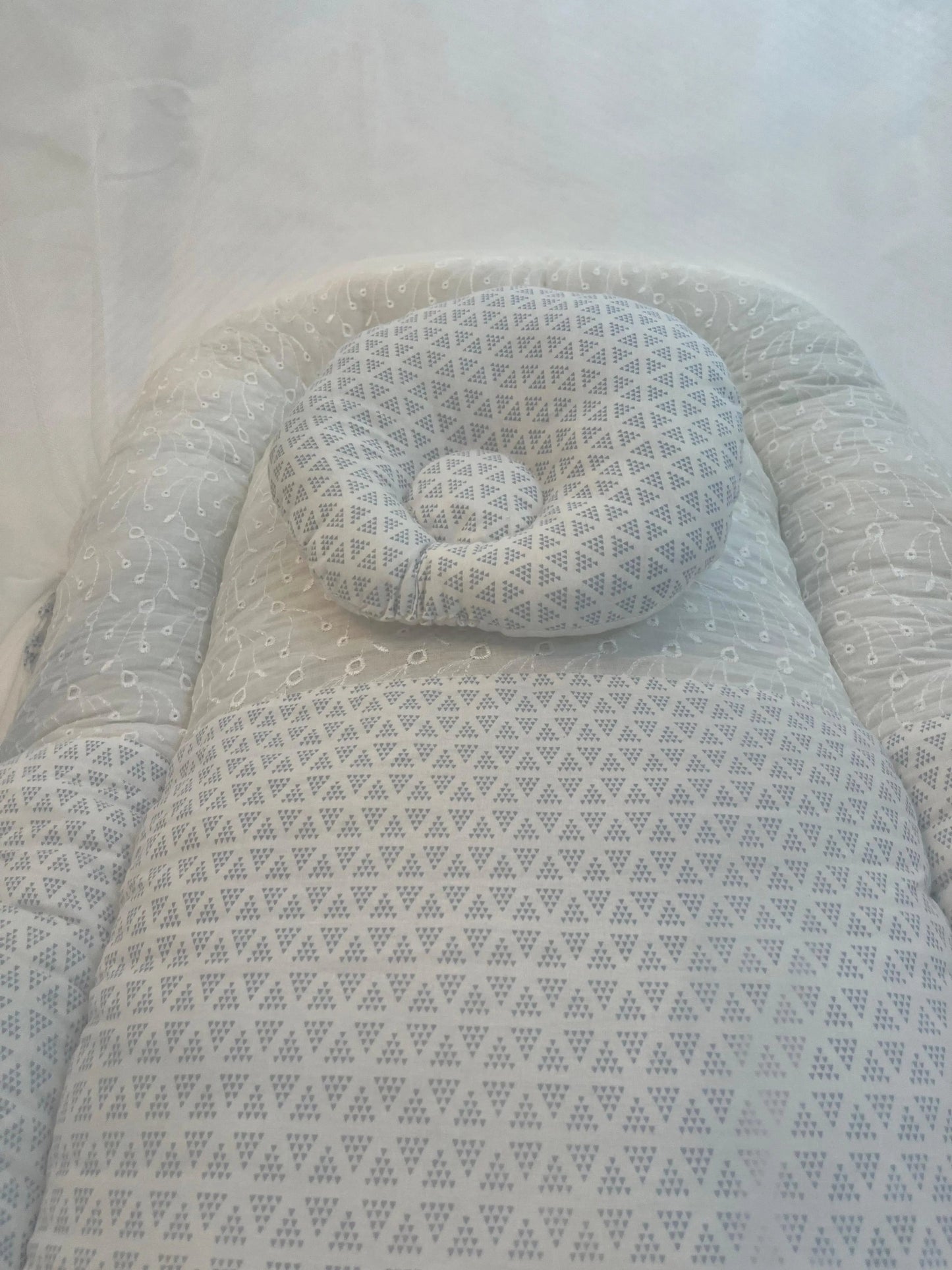 Baby Net Bed With Pillow | Blue triangle with Chicken